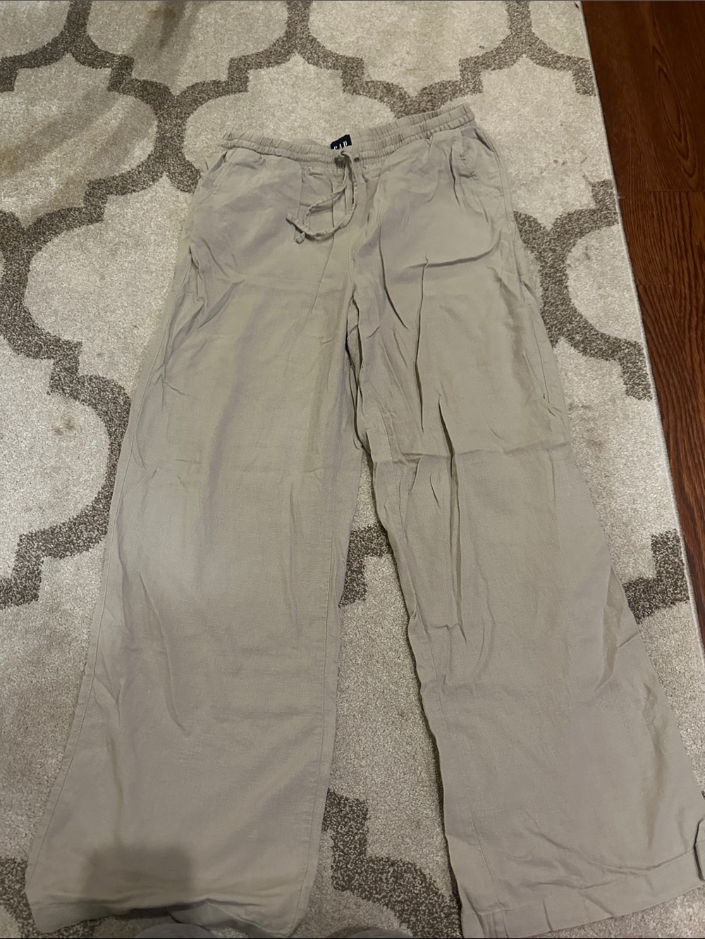 Women's Linen Drawstring Pants in Light Khaki